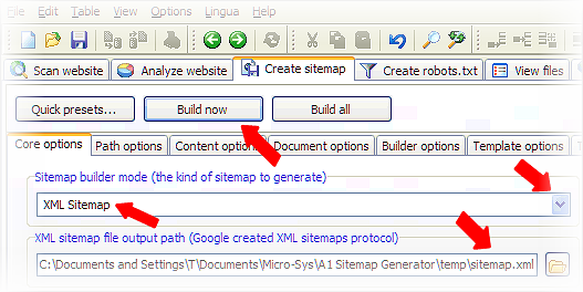 build website xml sitemap