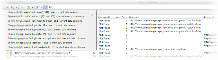 presets for common reports