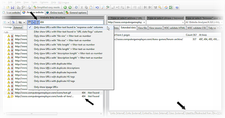 inspect internal linking
