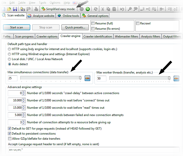 finding and configuring scan options